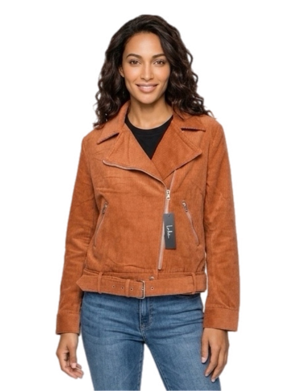 Lulu's Burnt Orange Corduroy Moto Jacket